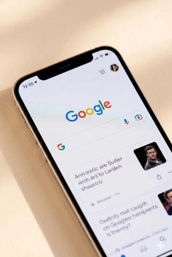 The Google app with the camera icon on the right side of the search bar